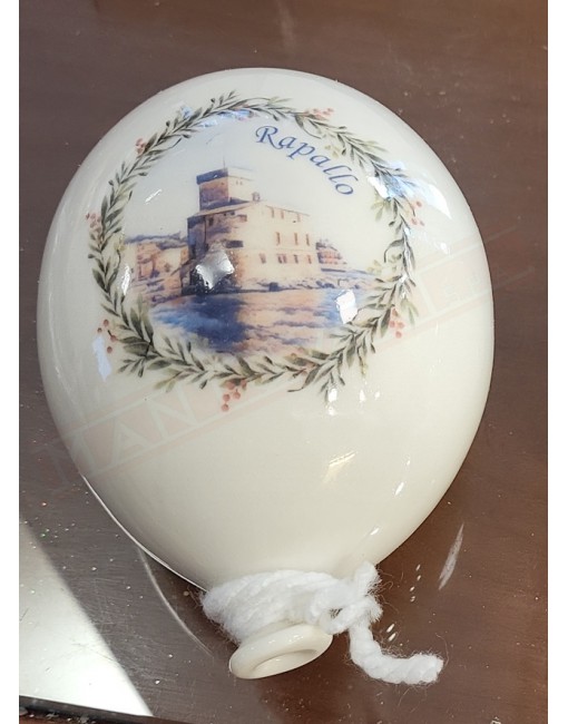 Palloncino diametro 12 in terracotta decorata bianca con castello Rapallo