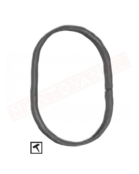 Cerchio in ferro 16x6 ovale diametro 110x190 h mm martellato . Anello in ferro decorativo per cancelli e inferriate