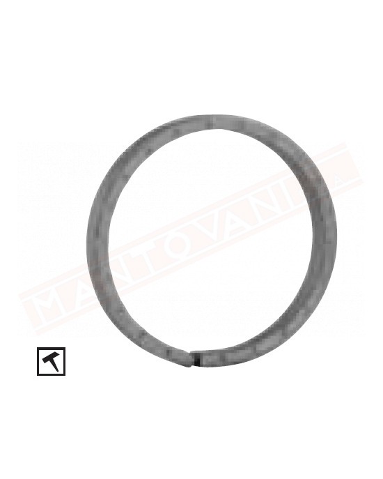 Cerchio in ferro martellato 14x6 diametro 90 mm . Anello in ferro battuto decorativo per cancelli e inferriate