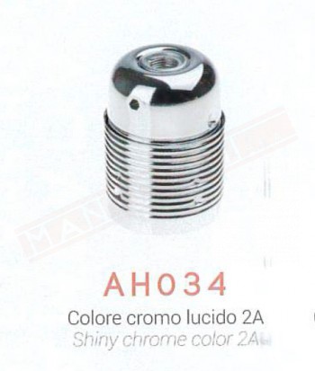 Amarcord AH034 portalampada bronx in metallo E27 interno in ceramica diam 38mm h 55mm cromo lucido
