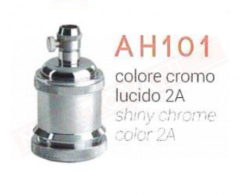 Amarcord AH101 portalampada vintage in metallo E27 interno in bachelite titanio, cromo lucido