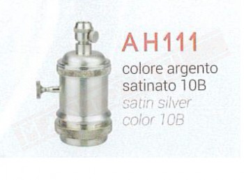 Amarcord AH110 portalampada in metallo E27 con interruttore rotativo interno in bachelite argento satinato