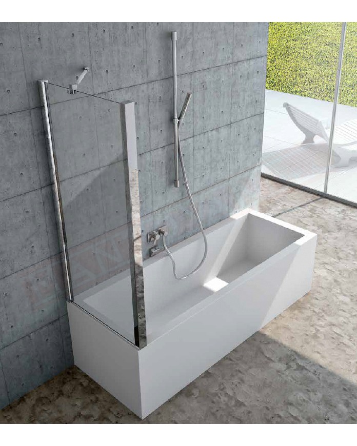CSA box doccia parete fissa per Camilla vasca h 140 6mm misure da 67 69.5 profili argento satinato\lucido laccato bianco