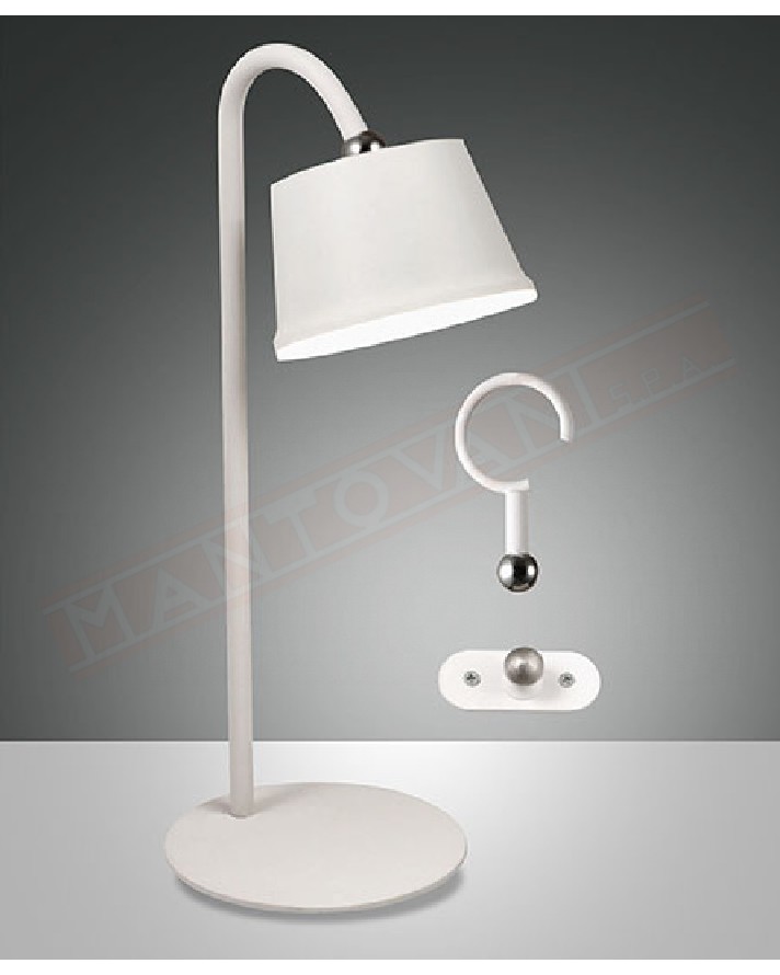 Fabas Armanda lampada da tavolo bianca ip54 ricaricabile composta da modulo luce led 3w 320lm e accessori di fissaggio