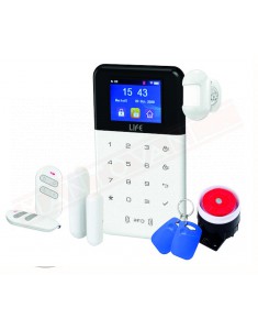 Life Kit allarme gsm + smartlife 1 sensore 1 contatto porta 2 radiocomandi e 2 tag