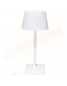 Life lampada da tavolo bianca ricaricabile con cavetto usb luce 4 w 3000k dimmerabile 130x130x300 mm