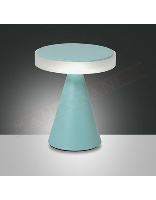 Fabas Neutra lampada da tavolo in metallo verde a led 8w 720lm regolazione al tocco con dimmer diametro cm 17 h. cm 20