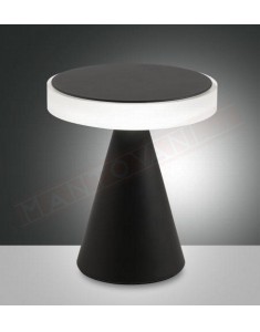 Fabas Neutra lampada da tavolo in metallo nero a led 12w 1080lm regolazione al tocco con dimmerdiametro cm 24 h. cm 27