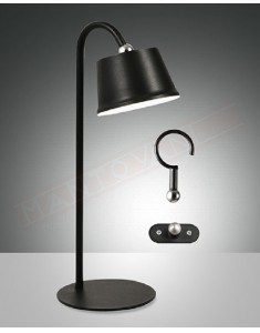 Fabas Armanda lampada da tavolo nera ip54 ricaricabile composta da modulo luce led 3w 320lm e accessori di fissaggio