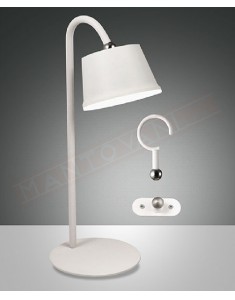 Fabas Armanda lampada da tavolo bianca ip54 ricaricabile composta da modulo luce led 3w 320lm e accessori di fissaggio