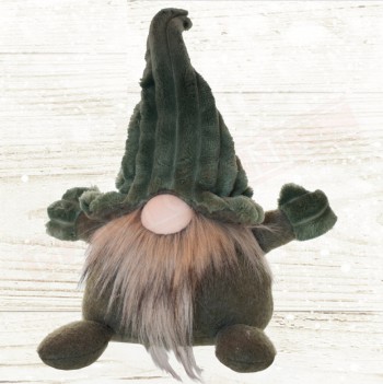 Babbo gnomo con berretto sugli occhi , con naso e barba altezza 30 cm berretto e scarpe in velluto verde
