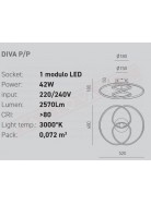 Gea Luce Diva plafoniera diam 50 cm montatura in metallo titanio led 39w 1950lm 3000k