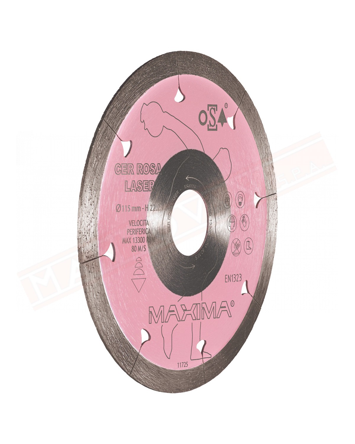 MAXIMA disco diametro 115MM cer rosa laser per tagli a secco su gres, graniti, marmi piastrelle.
