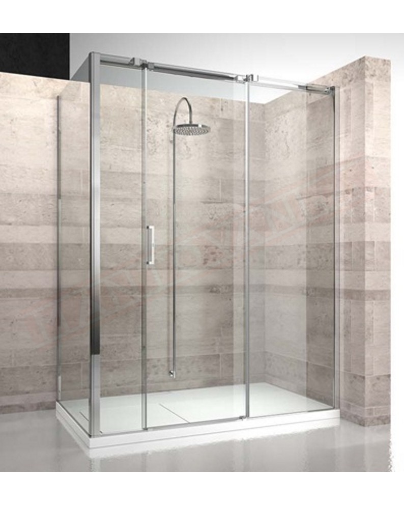 Vismaravetro box doccia Gliss ad angolo scorrevole lato fisso e lato apribile verso muro tra 138 e 199 estensibilità 30 mm