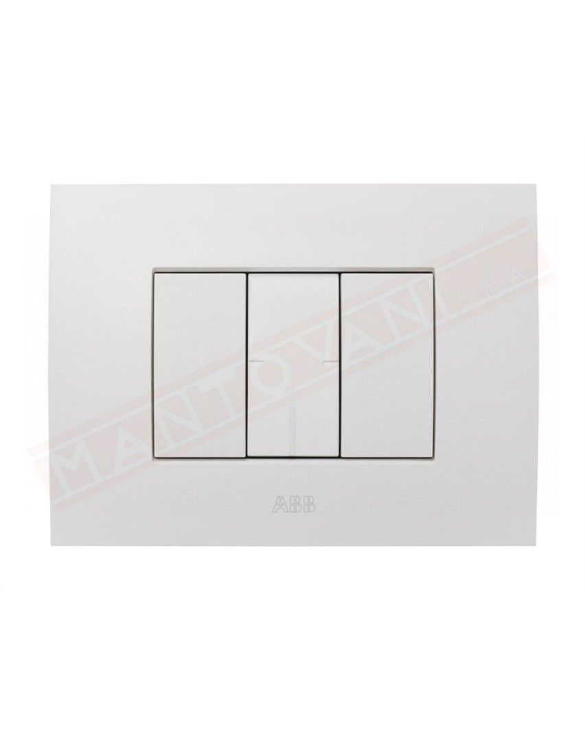 ABB placca Etik square bianco 3 moduli serie Mylos