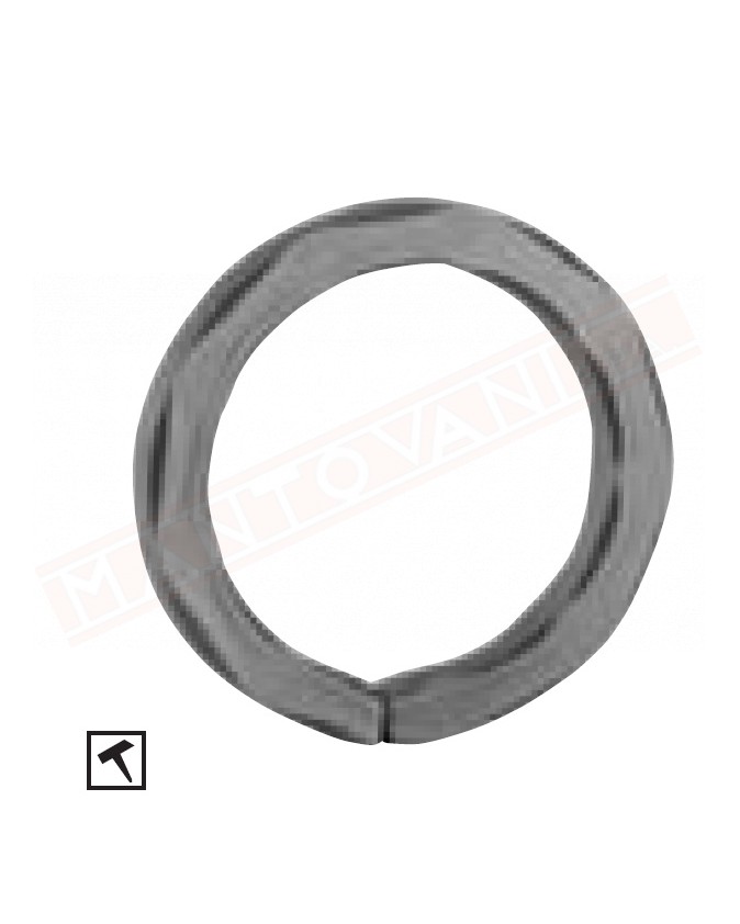 Cerchio in ferro quadro martellato 12 diametro 90 mm . Anello in ferro decorativo per cancelli e inferriate