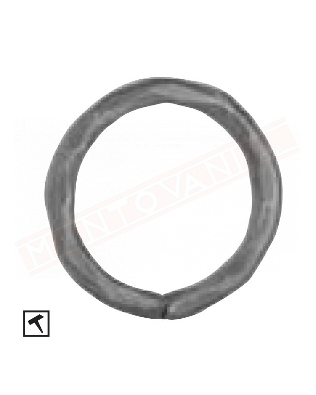 Cerchio in ferro 12 diametro 130 mm martellato . Anello in ferro decorativo per cancelli e inferriate