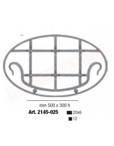 Rosone ovale in ferro battuto diametro 500x300 altezza ferro 12 e ferro 20x6