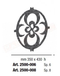 Rosone pantografato in ferro battuto mm 350x430 altezza spessore 6