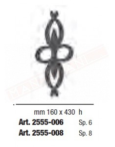 Rosone pantografato in ferro battuto mm 160x430 altezza spessore 8