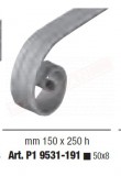 Riccio terminale per corrimano in ferro pieno QUADRO 50x8 mm mm 150x 250 h