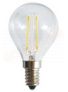 LAMPADINA FILAMENTO LED SFERA TRASPARENTE E 14 2.5W=25W 250 LUMEN LUCE CALDA 2700K CLASSE ENERGETICA A++