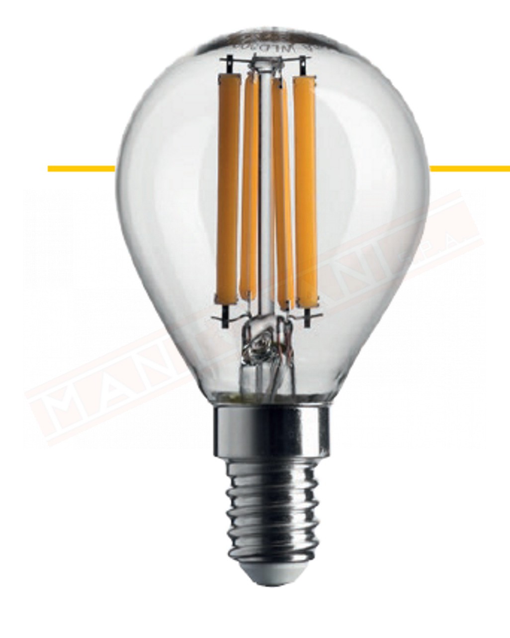 Lampadina led filamento 80x45mm sfera trasparente 6w = 60 w 806 lumen 2700k classe energetica A++ non dimmerabile