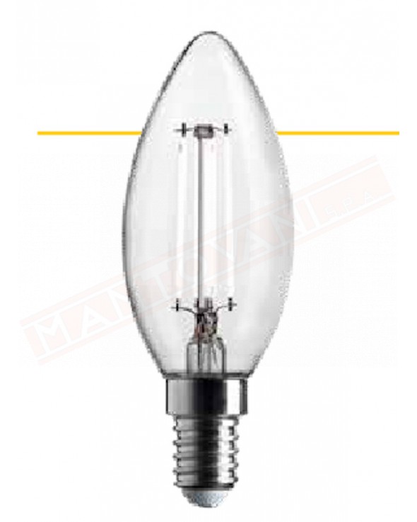 Lampadina oliva led filamento bianco 97x35mm trasparente E14 4.5w = 40 w 470 lumen 3000k classe energetica F non dimmerabile