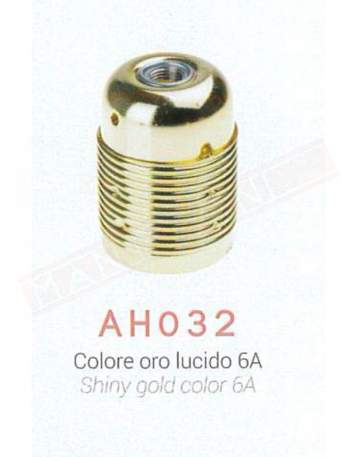 Amarcord AH032 portalampada bronx in metallo E27 interno in ceramica diam 38mm h 55mm oro lucido