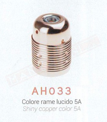 Amarcord AH033 portalampada bronx in metallo E27 interno in ceramica diam 38mm h 55mm rame lucido