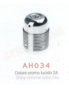 Amarcord AH034 portalampada bronx in metallo E27 interno in ceramica diam 38mm h 55mm cromo lucido