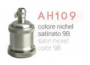 Amarcord AH109 portalampada vintage in metallo E27 interno in bachelite titanio, nichel satinato