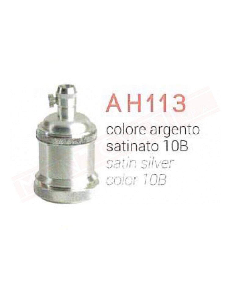 Amarcord AH113 portalampada vintage in metallo E27 interno in bachelite titanio, argento satinato