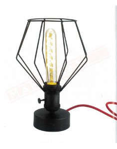Amarcord AM119 lampada da tavolo Lu Mino p.lampada e27 brunito gabbia ottagonale diam 20 cm h 29 cm con lampadina f.p