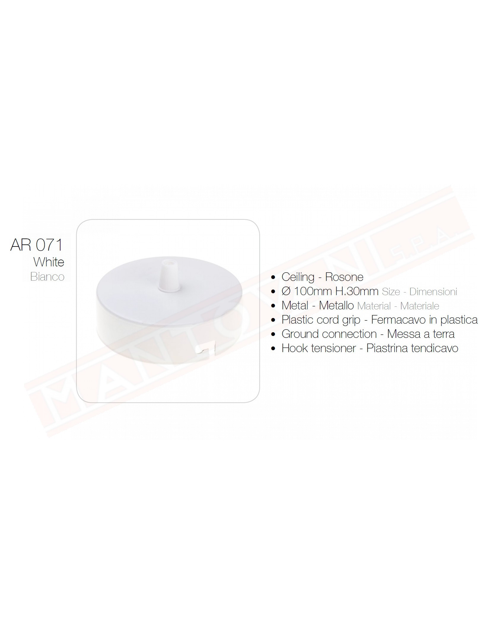 Amarcord AR071 rosone bianco per pendel o sospensione