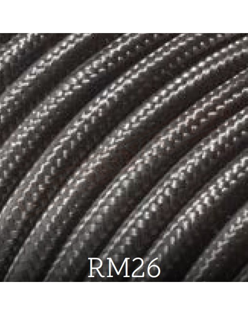 Cavo elettrico tessile tondo effetto seta 3x0,75 grigio scuro adatto per pendel. Cavi elettrici colorati Amacords