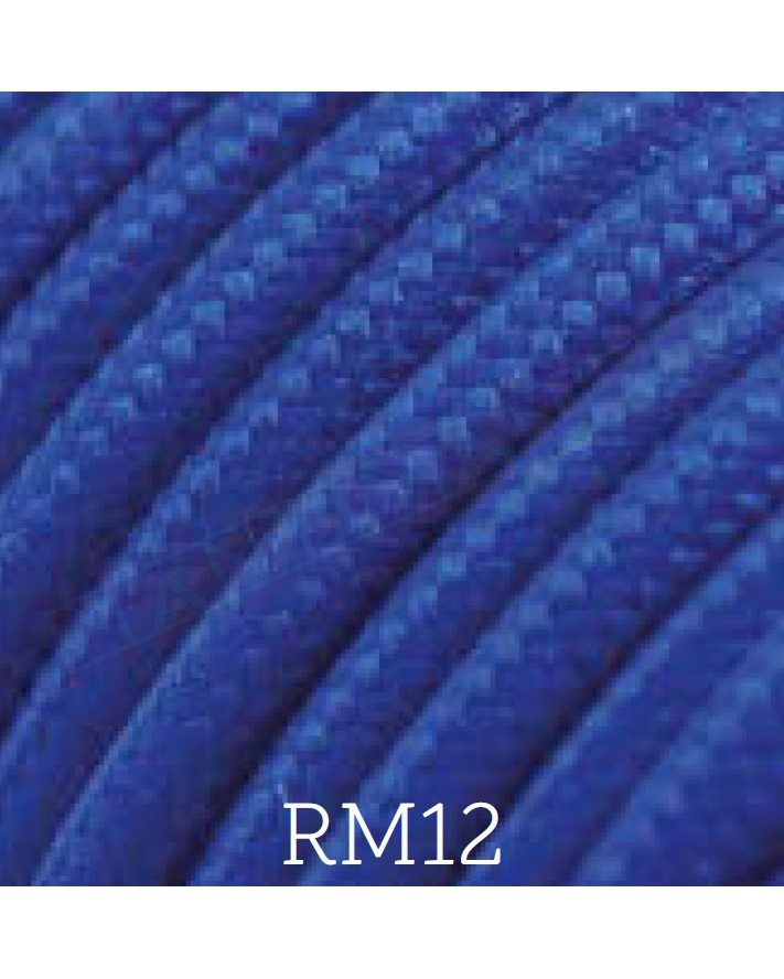 Cavo elettrico tessile tondo effetto seta 2x0,75 blu adatto per pendel. Cavi elettrici colorati Amarcords