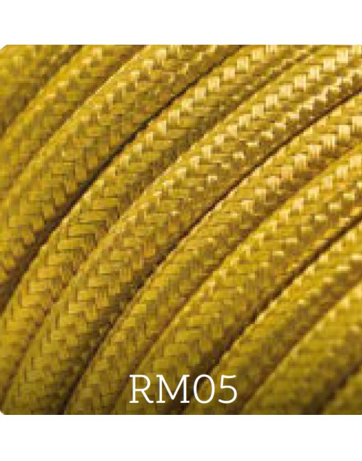 Cavo elettrico tessile tondo effetto seta 2x0,75 oro adatto per pendel. Cavi elettrici colorati Amarcords