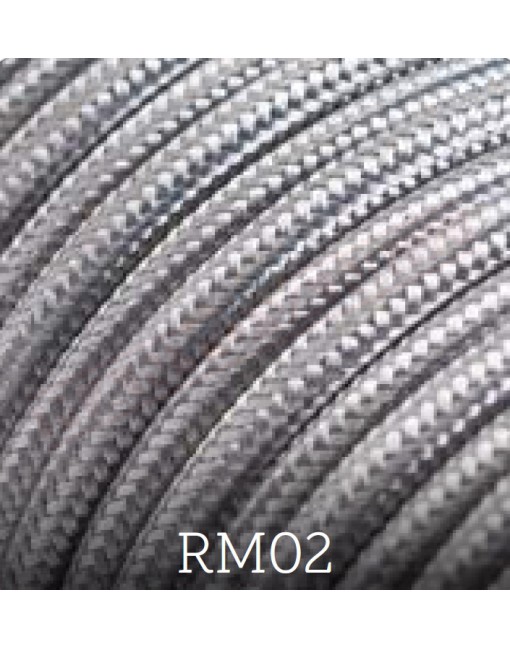 Cavo elettrico tessile tondo effetto seta 2x0,75 argento adatto per pendel. Cavi elettrici colorati Amarcords