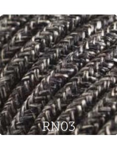 Cavo elettrico tessile tondo lino 2x0,75 canvas grigio scuro adatto per pendel. Cavi elettrici colorati Amarcords