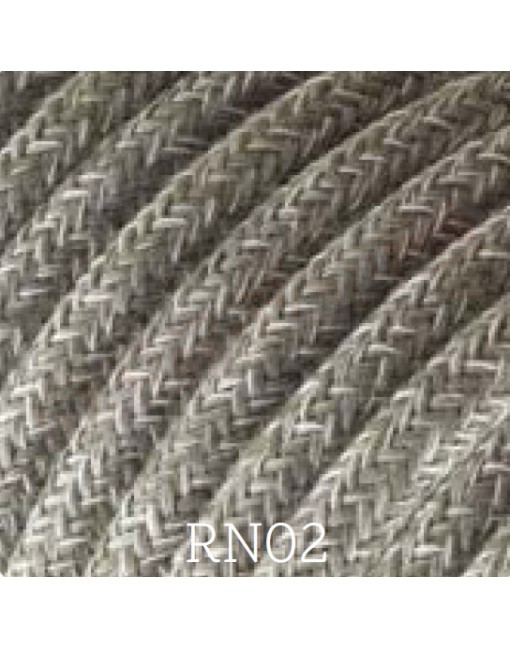 Cavo elettrico tessile tondo lino 2x0,75 canvas grigio adatto per pendel. Cavi elettrici colorati Amarcords