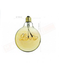 Amarcords lampadina a led dimmerabile 4w tipo G 125 globo luce calda vetro ambrato 2000k E 27