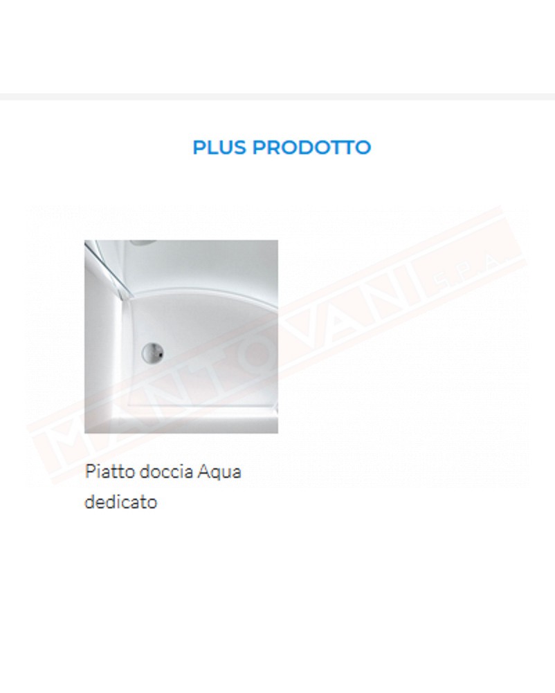 Arblu Aqua box in cristallo semicircolare con piatto dedicato anta fissa e anta apribile sul lato