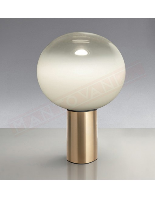 Artemide Laguna 26 lampada da tavolo a led corpo in vetro soffiato bianco e alluminio bronzo satinato