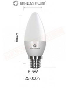 BENEITO FAURE LAMPADINA LED E27 5.5W LUCE CALDA 500 LUMEN CLASSE ENERGETICA A+ LAMPADINA E27 LED