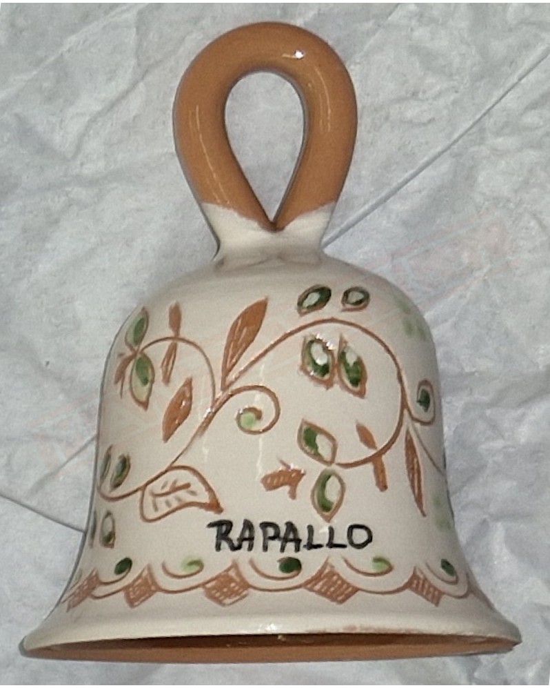 Campanella grande con decoro rampicante verde con scritta Rapallo