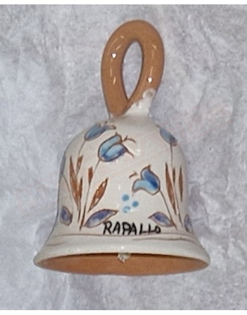 Campanella piccola con fiori a campanella azzurre con scritta Rapallo