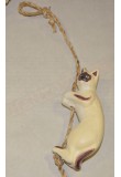 Gatto che si arrampica sulla corda bianco e marrone