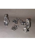 Sacra famiglia 5 pz color argento h 3 cm ideale per mini presepini