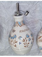 Oliera con decoro piantine con tulipani azzurri con scritta Rapallo